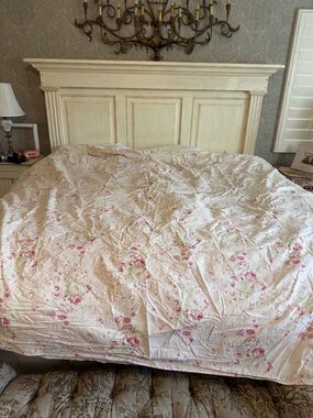 Romantic Pink & White Rose Print Duvet Cover
